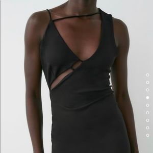 ZARA Black Asymmetric Bodycon Dress